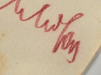 Wolfram Freiherr von Richthofen,  Generalfeldmarschall der Luftwaffe, Oberbefehlshaber der Luftflotten 2 und 4, Ritterkreuz mit Eichenlaub. Eigenhändige Unterschrift auf eingesandtem Kärtchen mit aufgeklebten Zeitungsausschnitt.