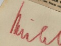 Wolfram Freiherr von Richthofen,  Generalfeldmarschall der Luftwaffe, Oberbefehlshaber der Luftflotten 2 und 4, Ritterkreuz mit Eichenlaub. Eigenhändige Unterschrift auf eingesandtem Kärtchen mit aufgeklebten Zeitungsausschnitt.