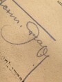 Hermann Graf,  Jagdflieger mit 212 Luftsiegen im Jagdgeschwader 52 und 50, Kommodore Jagdgeschwader 11, Ritterkreuz mit Eichenlaub, Schwertern und Brillanten. Eigenhändige Unterschrift auf DIN A4 Schreiben vom 30.1.1943