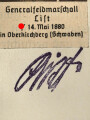 Generalfeldmarschall List,  gedruckte Unterschrift auf eingesandter Karte, dabei ein Begleitschreiben sowie der Briefumschlag.