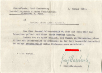 Graf Hardenberg, persönlicher Adjutant des Herrn...