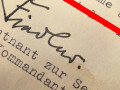 U-Boot Kommandant und Oberleutnant zur See ?, eigenhändige Unterschrift auf ausführlichem Brief an die Schwester eines gefallenen Besatzungsmitglieds, datiert 25.Juni 1943