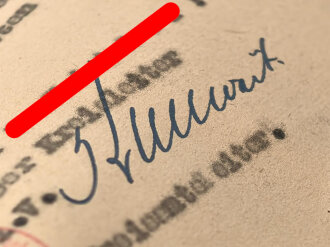 NSDAP Gau Ostpreußen, eigenhändige Unterschrift des Kreisamtsleiter der Kreisleitung Ortelsburg auf einer Einladung zur Weihnachtsfeier 1943.