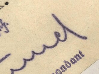 Erwin Rommel, Generalmajor und Kommandant des Führer Hauptquartiers, eigenhändige Unterschrift auf Schriftverkehr bezüglich "Auffüllung der Wachkompanie des Führerbegleitbataillions " datiert 31.1.40