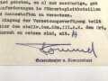 Erwin Rommel, Generalmajor und Kommandant des Führer Hauptquartiers, eigenhändige Unterschrift auf Schriftverkehr bezüglich "Auffüllung der Wachkompanie des Führerbegleitbataillions " datiert 31.1.40