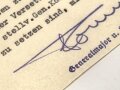 Erwin Rommel, Generalmajor und Kommandant des Führer Hauptquartiers, eigenhändige Unterschrift auf Schriftverkehr bezüglich "Auffüllung der Wachkompanie des Führerbegleitbataillions " datiert 31.1.40