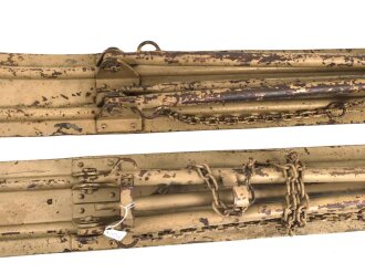 Gebirgstruppe Wehrmacht, Paar Kufen für Geschütz. Originallack , Gesamtlänge 120cm, ungereinigtes Paar