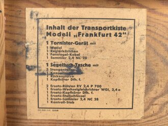 Transportkasten für ein Minensuchgerät " Frankfurt 42"  der Wehrmacht, Originallack, ungereinigtes Stück