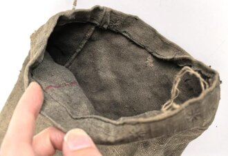 Leinentasche für Suchstiel dreiteilig für ein Minensuchgerät " Wien 41  und Frankfurt 42 "  der Wehrmacht, gehört vorne quer in den Transportkasten