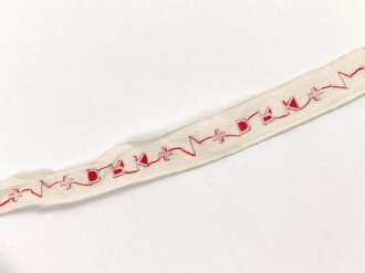 Deutsches Rotes Kreuz III.Reich, " DRK " Borde für die Schwesternhaube, sie erhalten 100cm von der Rolle abgeschnitten