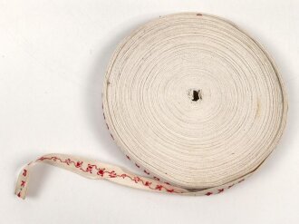 Deutsches Rotes Kreuz III.Reich, " DRK " Borde für die Schwesternhaube, komplette Rolle mit 50 Metern, Hersteller BEVO Wuppertal