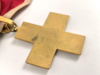 Deutsches Rotes Kreuz,  Ehrenzeichen 1. Stufe (1937-1939) Halskreuz, am Band. Das Kreuz in sehr gutem Zustand, das Band mit Tragespuren