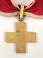Deutsches Rotes Kreuz,  Ehrenzeichen 1. Stufe (1937-1939) Halskreuz, am Band. Das Kreuz in sehr gutem Zustand, das Band mit Tragespuren