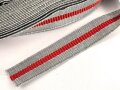 Deutsches Rotes Kreuz DRK, Auszeichnungsborte Metallfaden silbern mit rotem Durchzug. Breite 15mm. Sie erhalten je 10cm von der Rolle abgeschnitten. Das letzte Foto zeigt die Kombinationen für die Dienstjahre. Siehe auch Artikelnummer 56893, 56892, 84516,