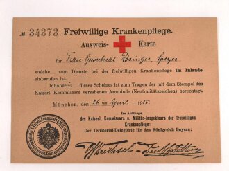 Freiwillige Krankenpflege, Ausweiskarte und...