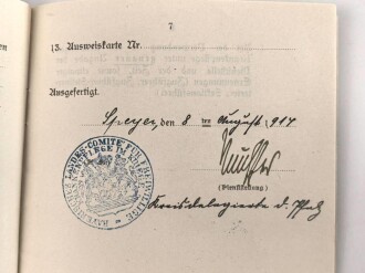Freiwillige Krankenpflege, Ausweiskarte und Verwendungsbuch datiert 1914 / 1915. Sehr guter Zustand