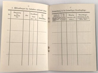 Freiwillige Krankenpflege, Ausweiskarte und Verwendungsbuch datiert 1914 / 1915. Sehr guter Zustand