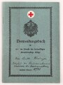 Freiwillige Krankenpflege, Ausweiskarte und Verwendungsbuch datiert 1914 / 1915. Sehr guter Zustand