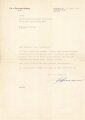 Freiherr von Gemmingen Hornberg, eigenhändige Unterschrift auf Schriftverkehr , datiert 1958