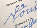 Karl Dönitz,  Großadmiral der Kriegsmarine und Befehlshaber der U-Boote. Eigenhändige Unterschrift auf Dankeskarte von 1972, samt zugehörigem Umschlag
