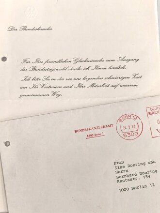 Helmut Kohl, Bundeskanzler. Eigenhändige...