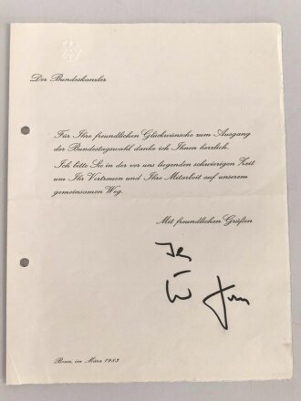 Helmut Kohl, Bundeskanzler. Eigenhändige...