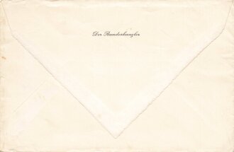 Konrad Adenauer, Deutscher Bundeskanzler von 1951-1955, gedruckte Unterschrift auf Dankeskarte anlässlich seines 80. Geburtstages.. Samt zugehörigem Umschlag