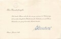 Konrad Adenauer, Deutscher Bundeskanzler von 1951-1955, gedruckte Unterschrift auf Dankeskarte anlässlich seines 80. Geburtstages.. Samt zugehörigem Umschlag