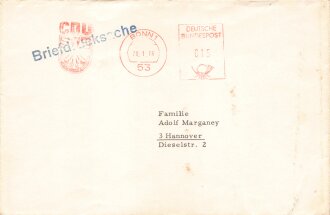 Konrad Adenauer, Deutscher Bundeskanzler von 1951-1955, gedruckte Unterschrift auf Dankeskarte anlässlich seines 90. Geburtstages.. Samt zugehörigem Umschlag