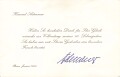 Konrad Adenauer, Deutscher Bundeskanzler von 1951-1955, gedruckte Unterschrift auf Dankeskarte anlässlich seines 90. Geburtstages.. Samt zugehörigem Umschlag