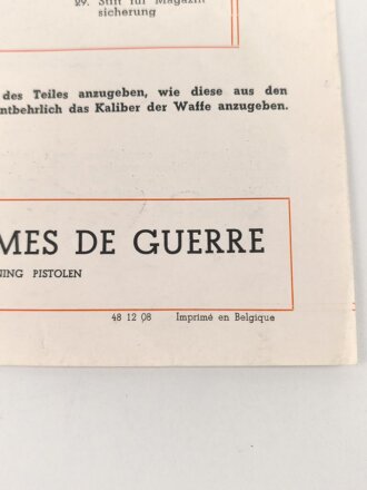 "Automatische Browning Pistole Modell 10/22" Anweisung zur Handhabung der Pistole, Faltblatt gelocht