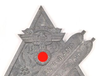 NSKK, nicht tragbare Siegerplakette " NSKK Motorgruppe Alpenland - Wintersportkämpfe 1939 1. Sieger Mannschaftslauf B "