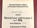 BDM Siegerurkunde in dekorativer DIN A5 Mappe " 1.Sieg bei der Untergaumeisterschaft im Skilauf des Untergaues Innsbruck Land 8 584) , datiert 1941