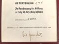 BDM Siegerurkunde in dekorativer DIN A5 Mappe " 1.Sieg bei der Untergaumeisterschaft im Skilauf des Untergaues Innsbruck Land 8 584) , datiert 1941