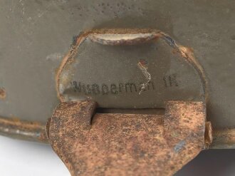 1. Weltkrieg, Oberteil eines Kochgeschirr. Eisen emailliert, "Wupperman 18" , ungereinigt
