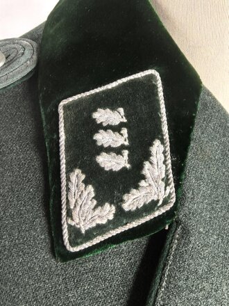 Forstdienst III.Reich, Dienstbluse für einen Revierförster, Scheideretikett von 1936. Die Kragenspiegel original vernäht, die Schulterstücke nur angeheftet