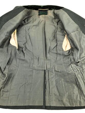 Forstdienst III.Reich, Dienstbluse für einen Revierförster, Scheideretikett von 1936. Die Kragenspiegel original vernäht, die Schulterstücke nur angeheftet