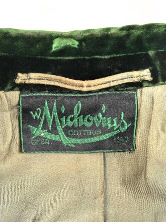 Forstdienst III.Reich, Dienstbluse für einen Revierförster, Scheideretikett von 1936. Die Kragenspiegel original vernäht, die Schulterstücke nur angeheftet