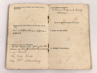 Bayern Militärpaß , eingestellt am 2.10.1902 bei 2.Ulanen Regiment König