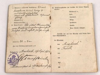 Bayern Militärpaß , eingestellt am 2.10.1902 bei 2.Ulanen Regiment König