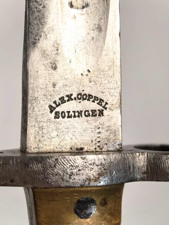 Preussen, Seitengewehr Modell 1871, Kammerstück von 1880,  Hersteller Alex Coppel Solingen. Guter Zustand