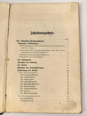 D.V.E. Nr. 376 " Vorschrift für den Infanterie Fernsprechdienst vom 1. August 1914" mit 90 Seiten, stark Gebraucht