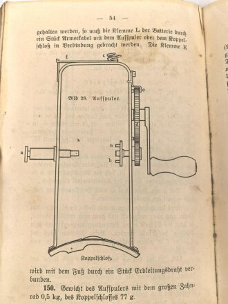D.V.E. Nr. 376 " Vorschrift für den Infanterie Fernsprechdienst vom 1. August 1914" mit 90 Seiten, stark Gebraucht