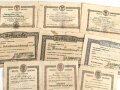 Bayern, neun Besitzzeugnisse für einen erfolgreichen Sportler und Kleinkaliberschützen des "Veteranen- und Kriegervereins Redwitz bei Rodach" Jeweils DIN A5