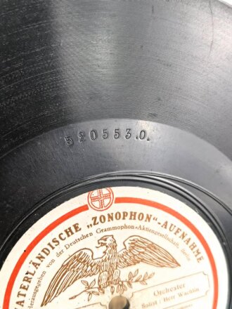Kaiserreich und 1. Weltkrieg, Schellack Platte "Vaterländische Zonophon Aufnahme"  Radetzky Marsch /  Derr alte Dessauer