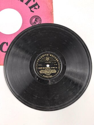 Kaiserreich und 1. Weltkrieg, Schellack Platte "Favorite Record"  Ich hatt einen Kameraden / Morgenrot