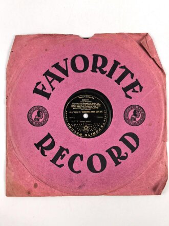 Kaiserreich und 1. Weltkrieg, Schellack Platte "Favorite Record"  Ich hatt einen Kameraden / Morgenrot