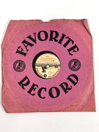 Kaiserreich und 1. Weltkrieg, Schellack Platte "Favorite Record"  Ich hatt einen Kameraden / Morgenrot