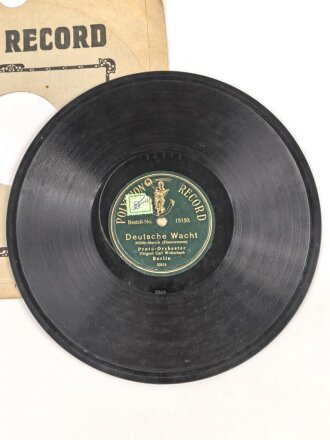 Kaiserreich und 1. Weltkrieg, Schellack Platte "Polyphone Record"  Deutsche Wacht / Fürst Bismarck Marsch