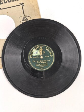 Kaiserreich und 1. Weltkrieg, Schellack Platte "Polyphone Record"  Deutsche Wacht / Fürst Bismarck Marsch